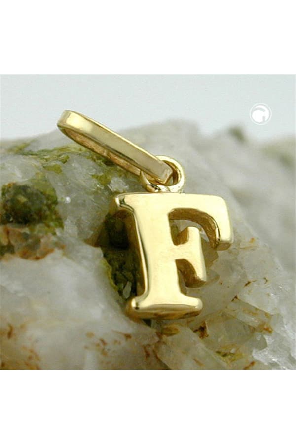 Pendant 8x5,5mm Initiale F Shiny 9k Gold - GL430855