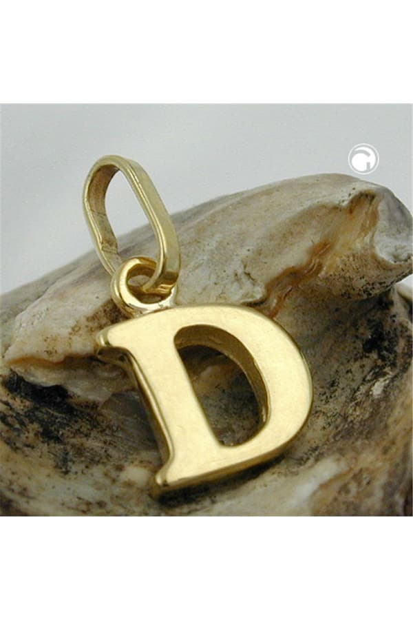 Pendant 8x6mm Initiale D Shiny 9k Gold - GL430853