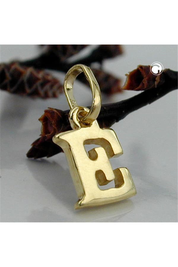 Pendant 8x5,5mm Initiale E Shiny 9k Gold - GL430854