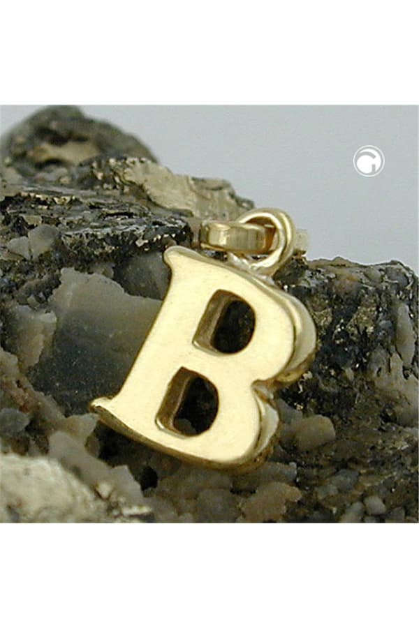 Pendant 8x6mm Initiale B Shiny 9k Gold - GL430851