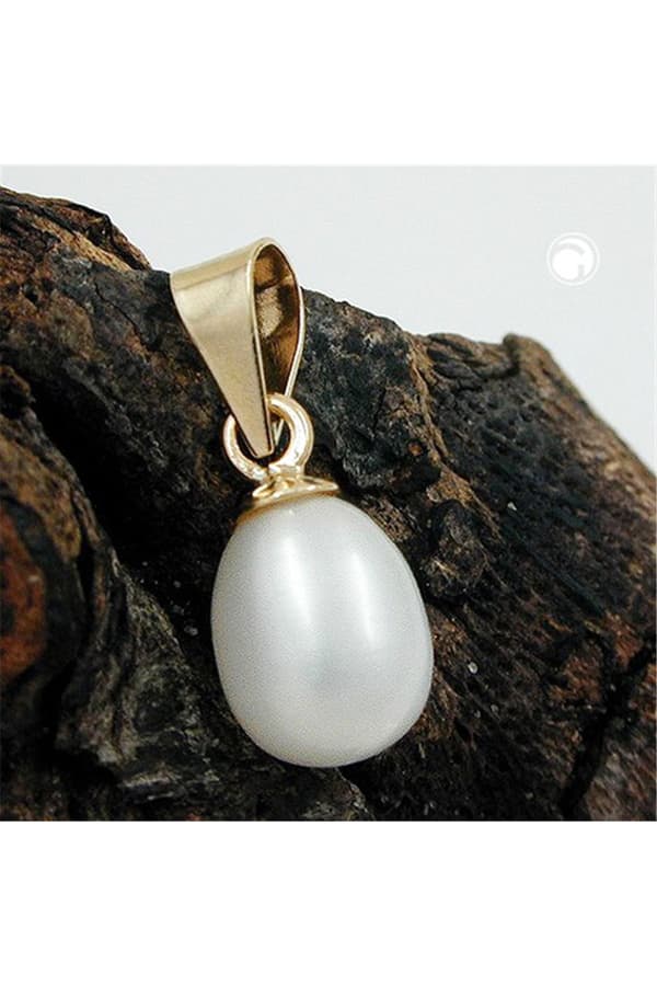 Pendant Ca. 9x7mm Freshwater Cultured Pearl Oval 9kt Gold - GL430550