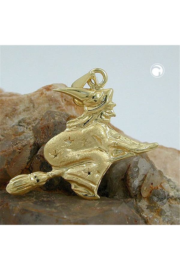 Pendant 15x16mm Witch Matte Shiny 9k Gold - GL430252