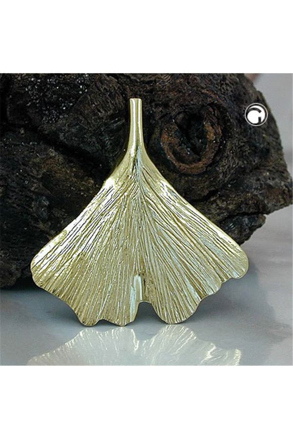 Pendant 23x24mm Ginkgo Leaf Shiny 9k Gold - GL430146