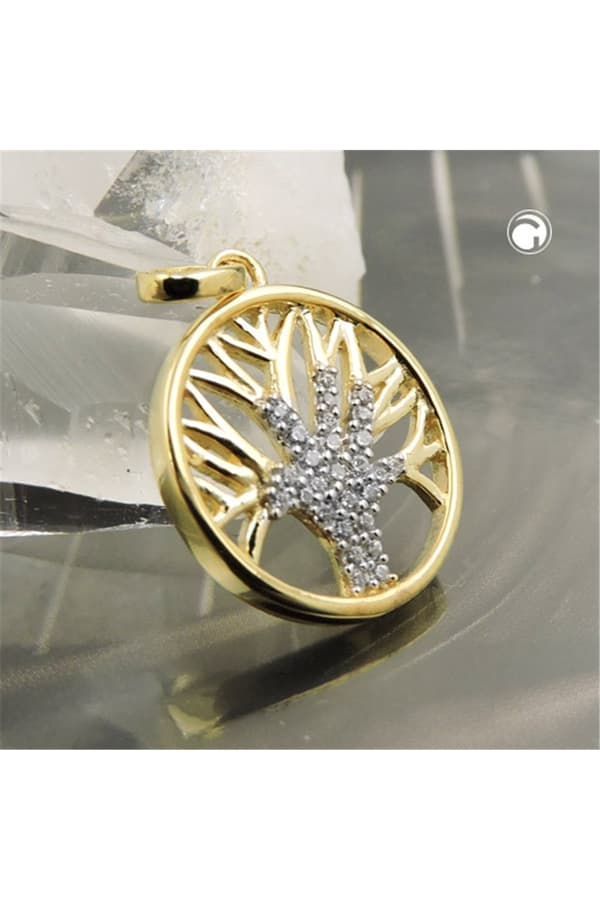 Pendant Tree Of Life Zirconias 9k Gold - GL431469