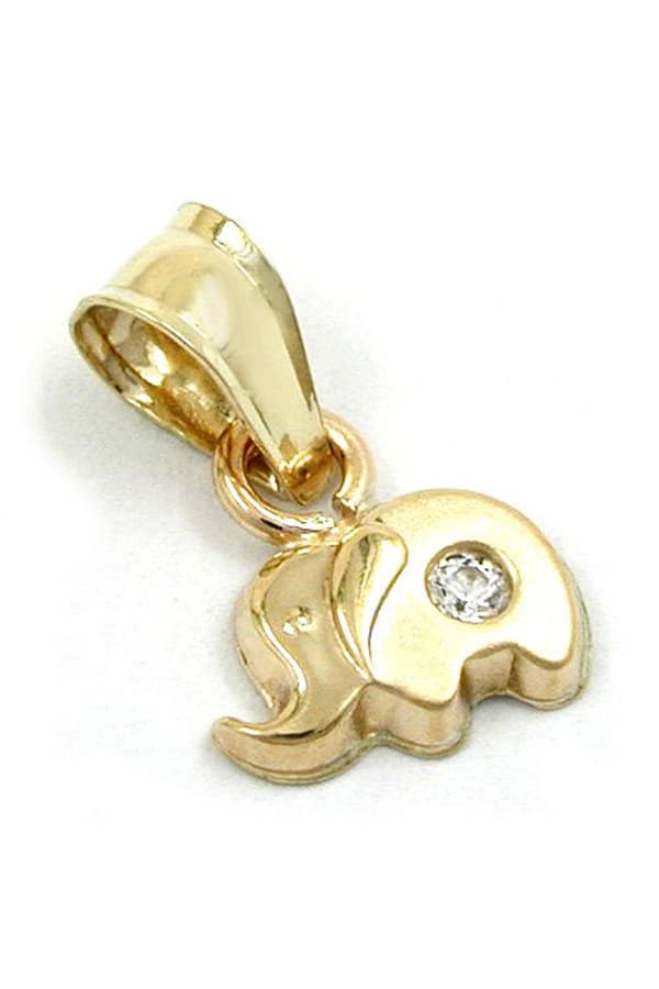 Pendant 5x7mm Small Elephant With Cubic Zirconia Matte Shiny 9k Gold - GL430237