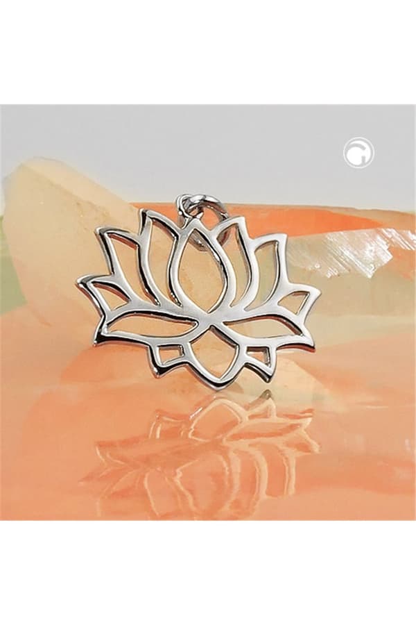 Pendant Lotus Flower Rhodium Silver 925 - GL93900