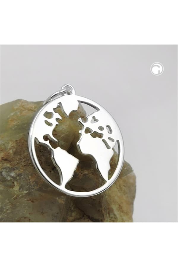 Pendant World Atlas Polished Silver 925 - GL93935