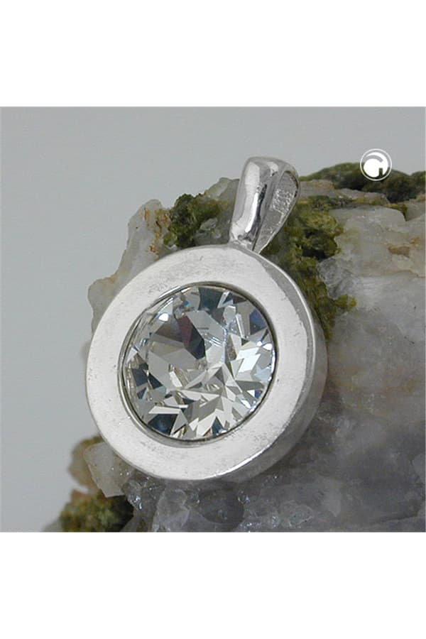 Pendant 11mm White Glas Stone Silver 925 - GL94079