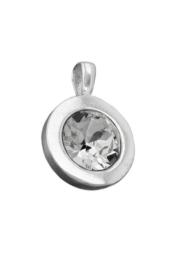 Pendant 11mm White Glas Stone Silver 925 - GL94079