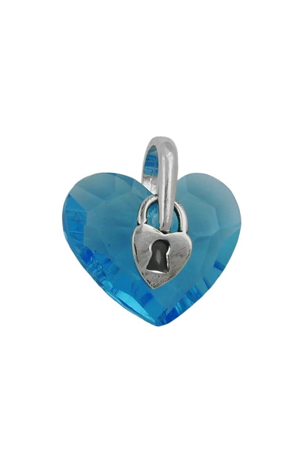 Pendant Heart Blue Glass Cyrstal Silver 925 - GL91432