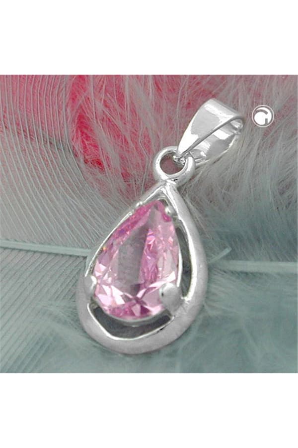 Pendant Drop Zirconia Pink Silver 925 - GL91447