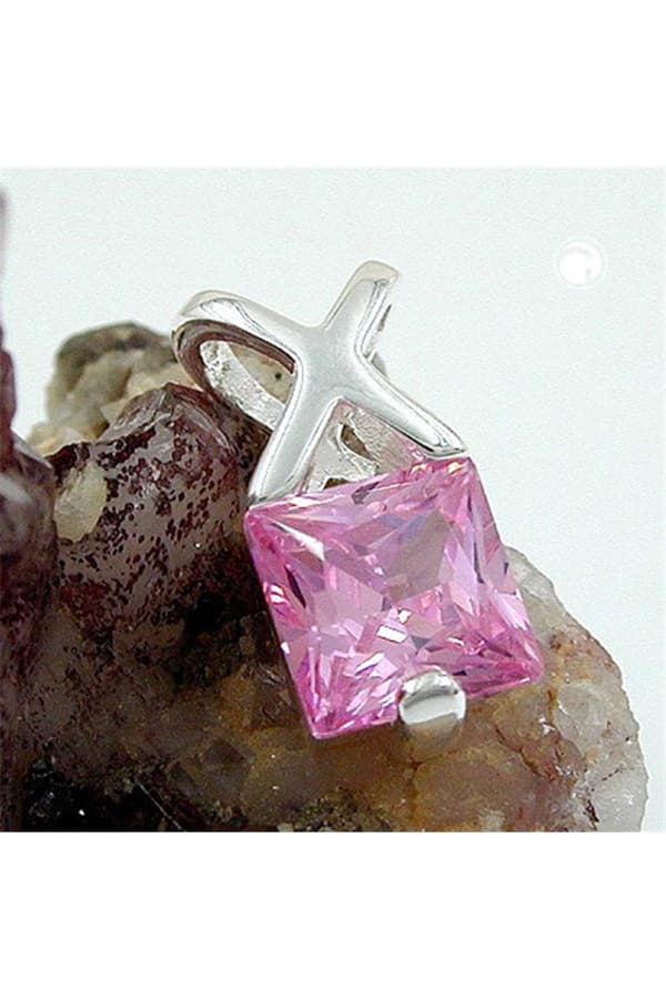 Pendant 13x6mm Zirconia Pink Silver 925 - GL90034