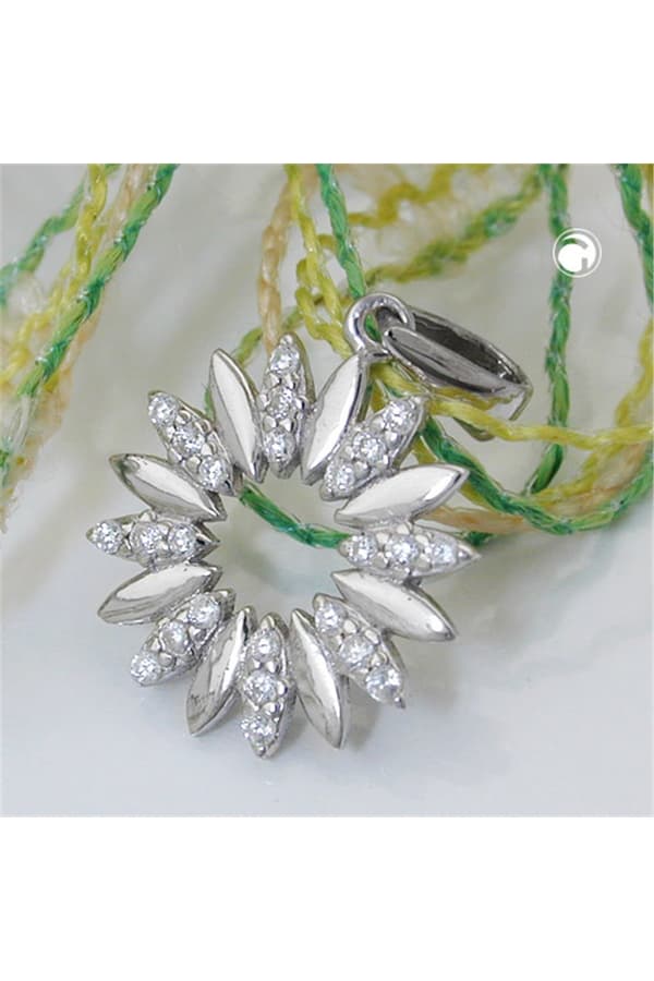 Pendant 14mm Flower With Zirconias Silver 925 - GL94077