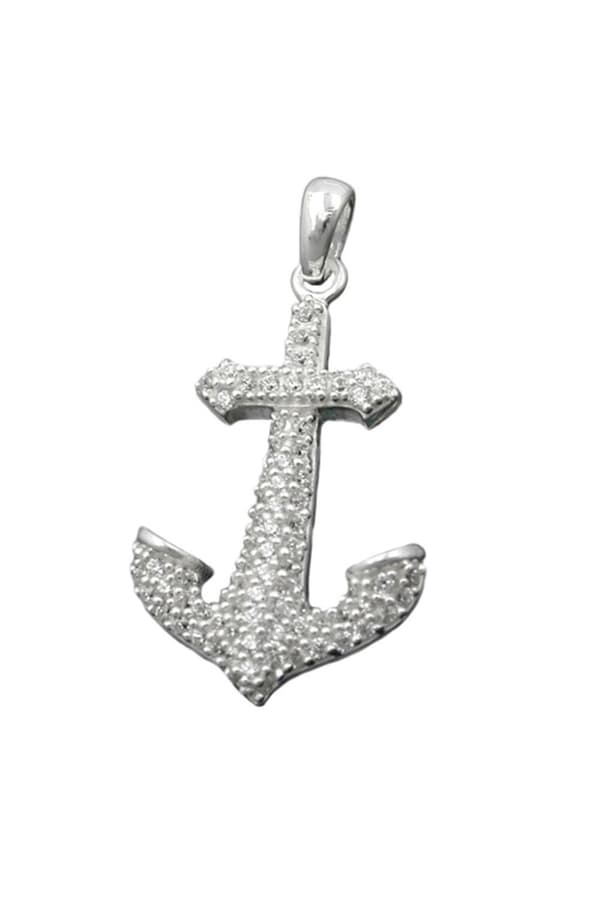 Pendant 23x14mm Anchor With Many Zirconias Silver 925 - GL93333