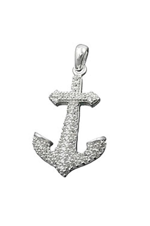 Pendant 23x14mm Anchor With Many Zirconias Silver 925 - GL93333