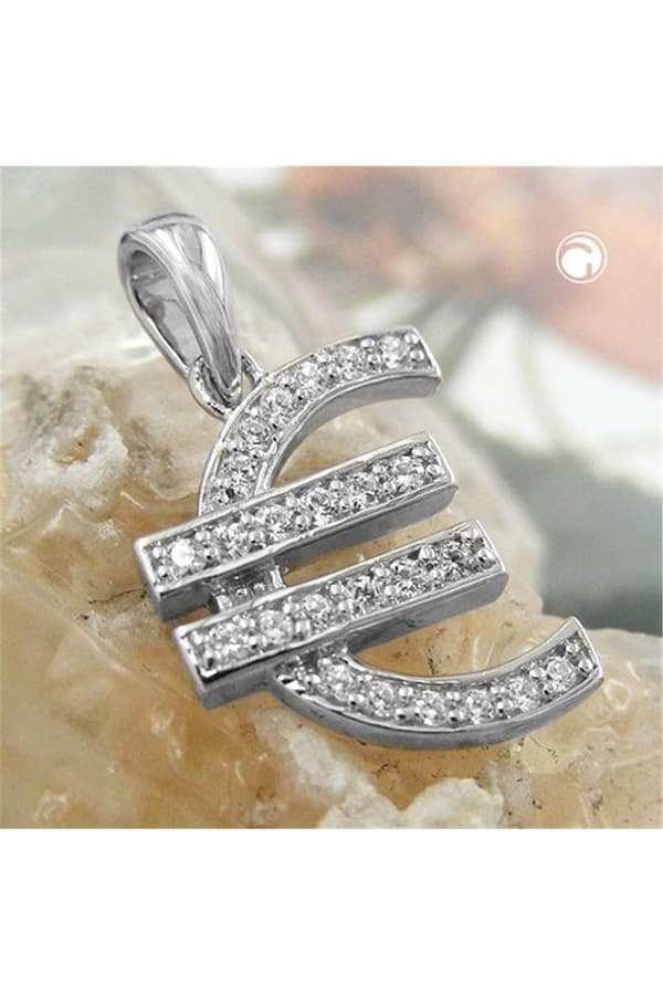 Pendant Euro Symbol Zirconia Silver 925 - GL92578