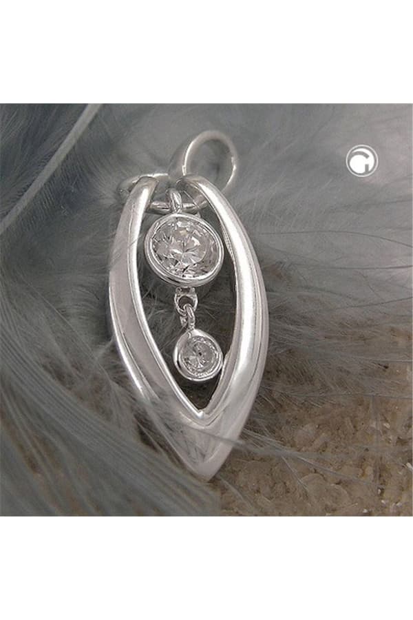 Pendant 29x11mm With 2 Zirconias Shiny Silver 925 - GL92545