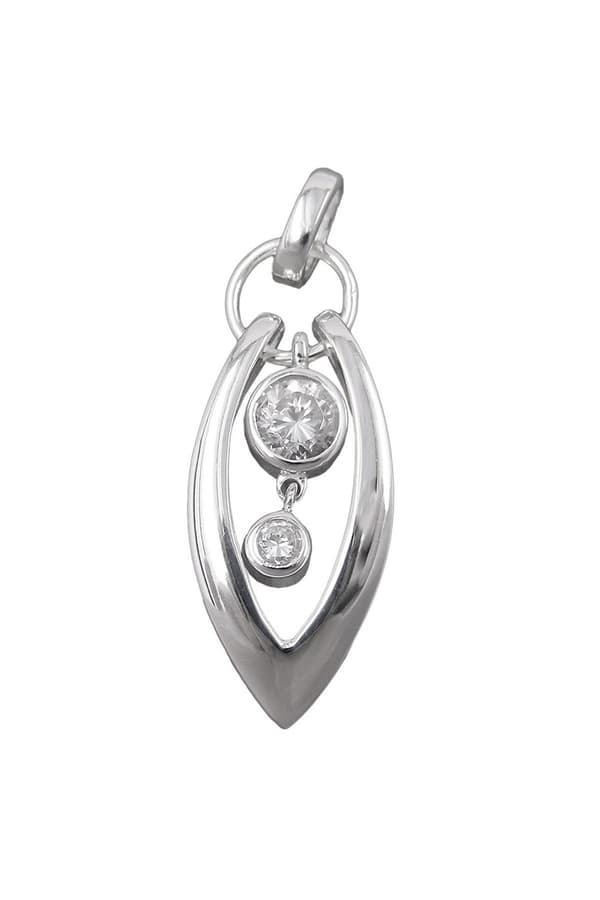 Pendant 29x11mm With 2 Zirconias Shiny Silver 925 - GL92545