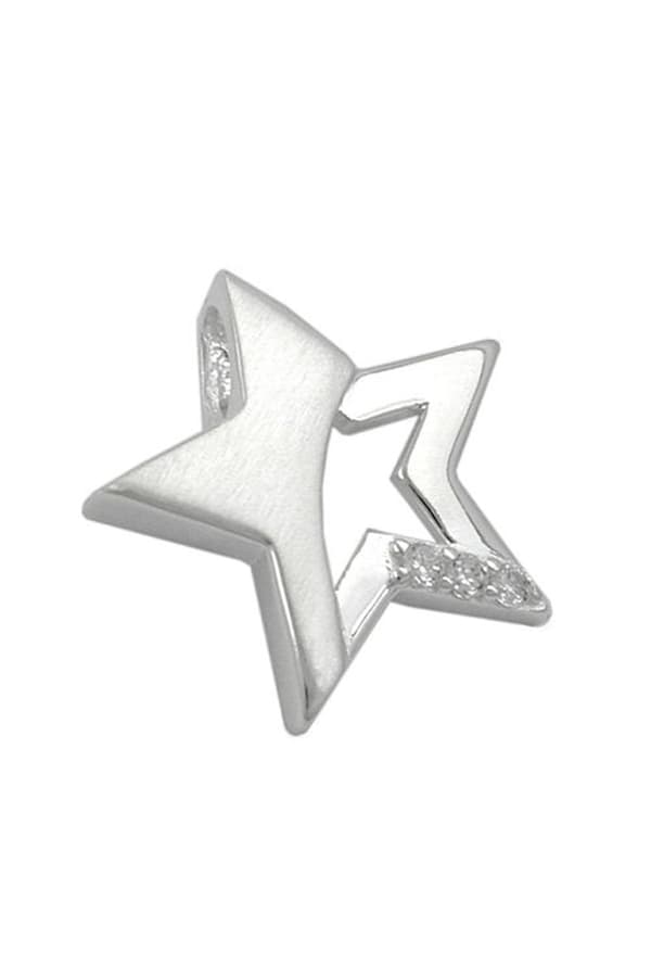 Pendant 15x16mm Star With Zirconias Matt Shiny Silver 925 - GL91223