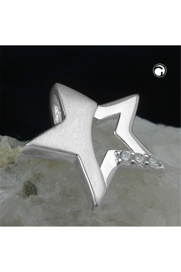 Pendant 15x16mm Star With Zirconias Matt Shiny Silver 925 - GL91223