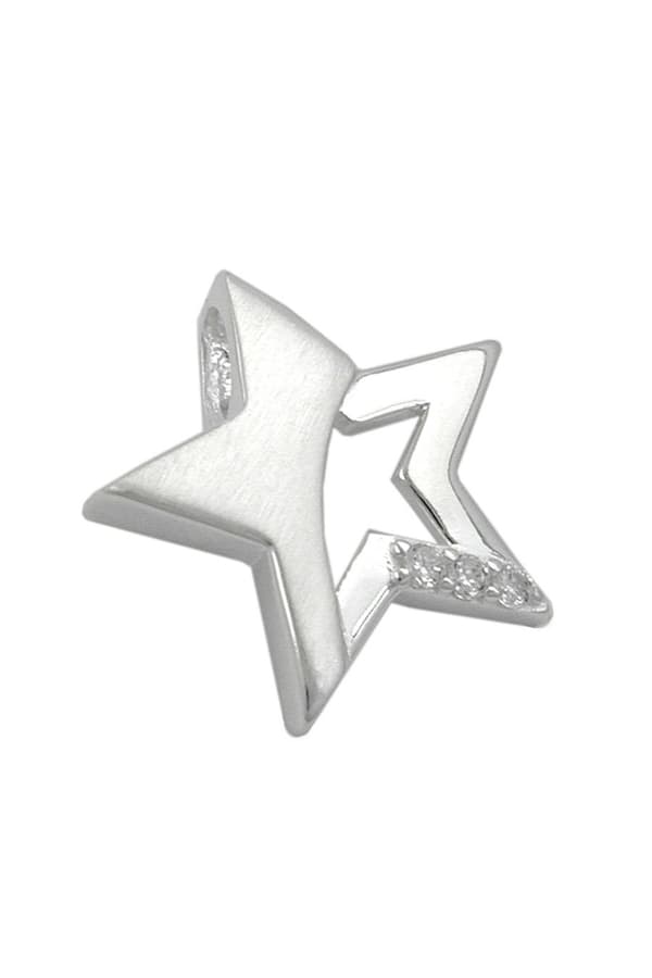 Pendant 15x16mm Star With Zirconias Matt Shiny Silver 925 - GL91223