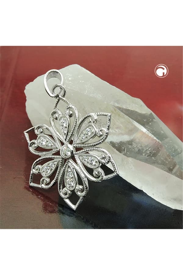 Pendant Flower Rhodium Plated Silver 925 - GL93886