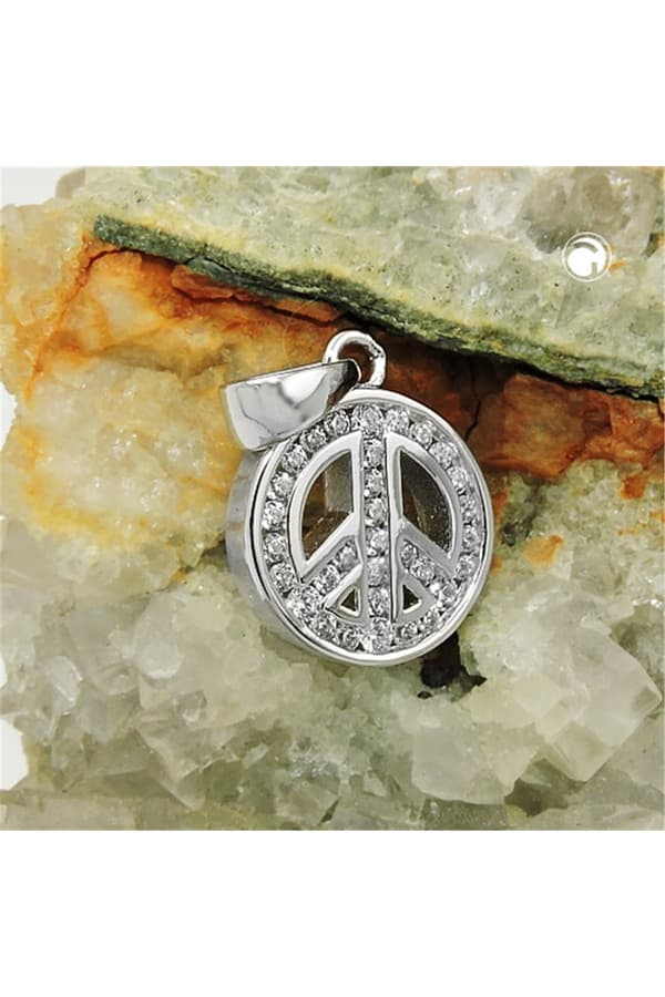 Pendant Peace Sign Zirconia Silver 925 - GL93958