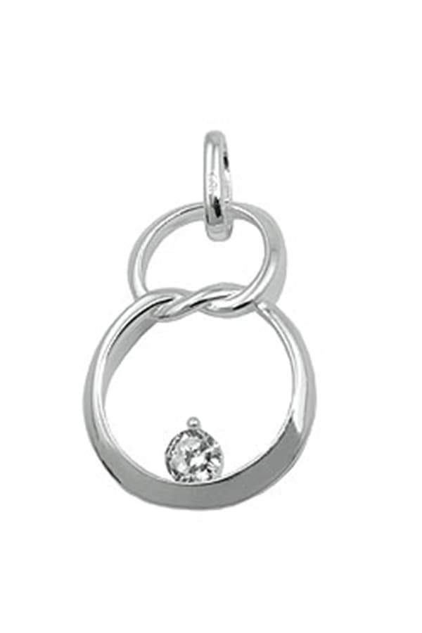 Pendant 23x15mm Double Circle Eight With Zirconia Silver 925 - GL93979