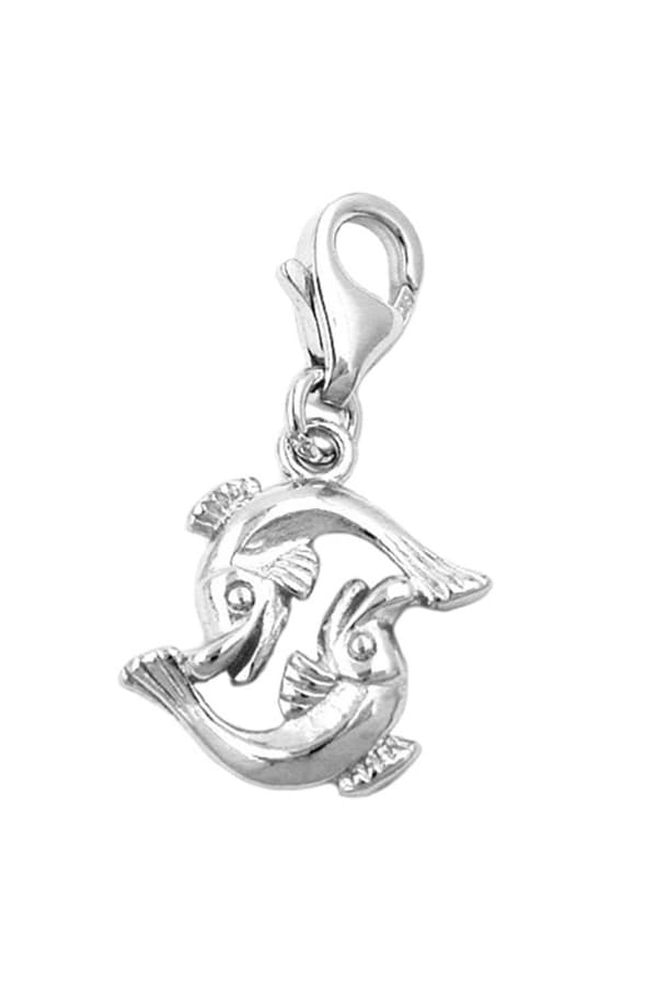 Pendant 14x14mm Charm Fish Shiny Rhodium Plated Silver 925 - GL93123