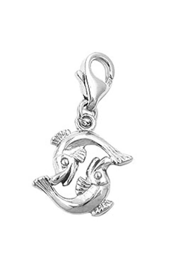 Pendant 14x14mm Charm Fish Shiny Rhodium Plated Silver 925 - GL93123