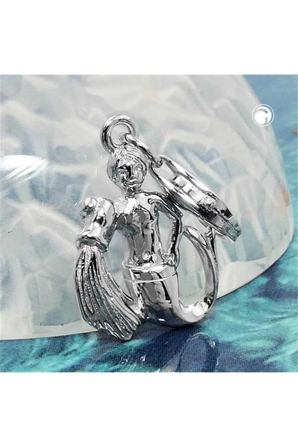 Pendant 16x12mm Charm Aquarius Shiny Rhodium Plated Silver 925 - GL93122