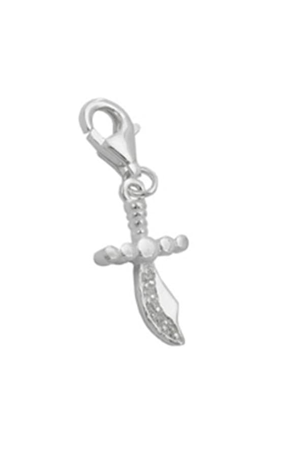 Pendant 19x10mm Charm Scimitar With Zirconias Shiny Silver 925 - GL92630