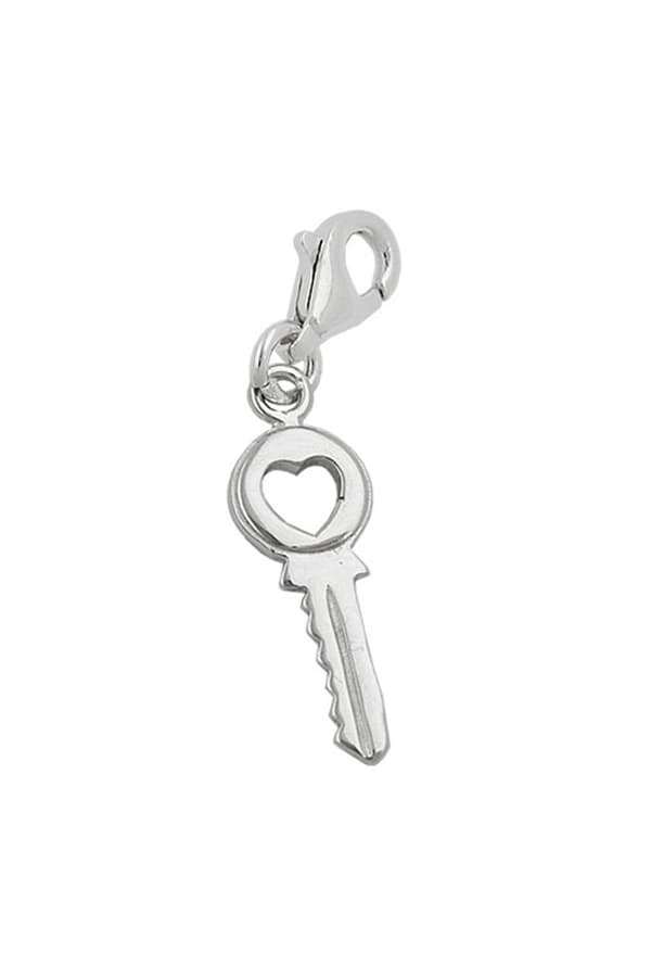 Pendant 17x7mm Charm Security Key With Heart Silver 925 - GL91257