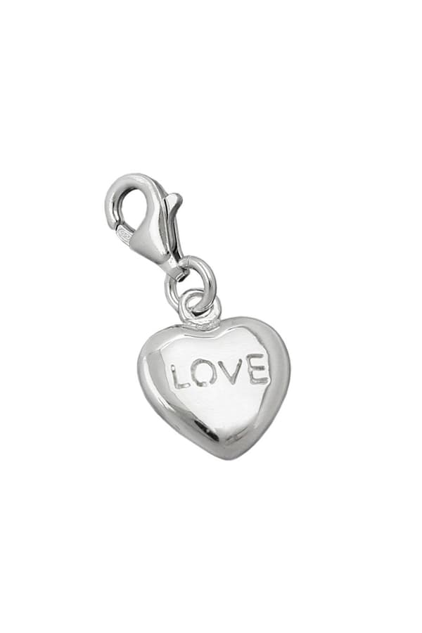 Pendant 13x11mm Charm Heart Love Shiny Rhodium Plated Silver 925 - GL91254