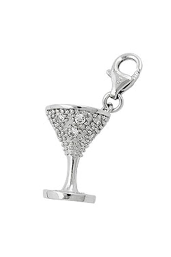 Pendant 15x11mm Charm Chalice With Cubic Zirconias Rhodium Plated Shiny 925 - GL91161