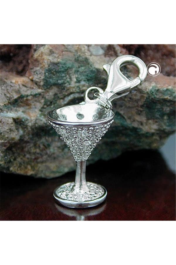 Pendant 15x11mm Charm Chalice With Cubic Zirconias Rhodium Plated Shiny 925 - GL91161