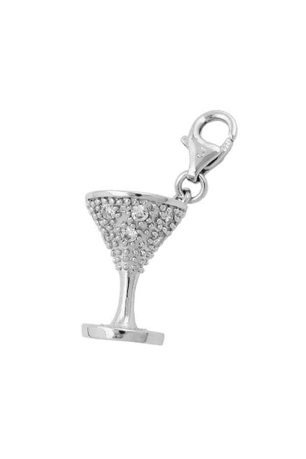 Pendant 15x11mm Charm Chalice With Cubic Zirconias Rhodium Plated Shiny 925 - GL91161