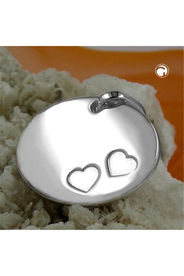 Pendant Oval 2 Hearts Silver 925 - GL92511