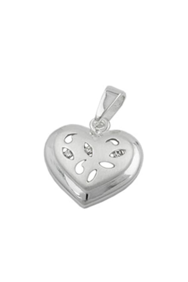 Pendant 14x14mm Heart With 3 Zirconias Matt Shiny Silver 925 - GL93197