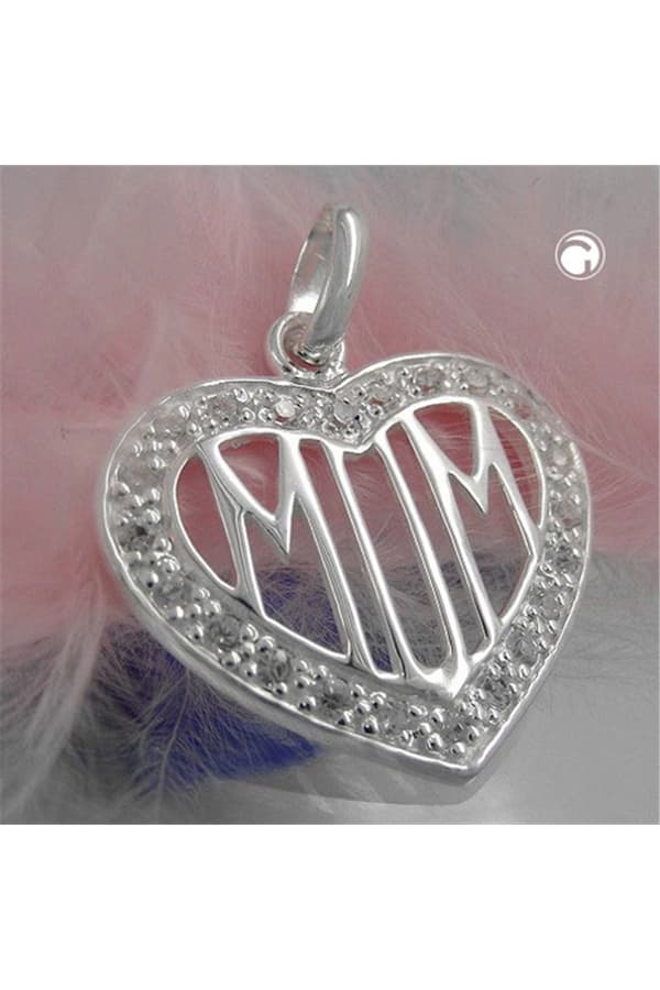 Pendant Zirconia Heart Mom Silver 925 - GL92647