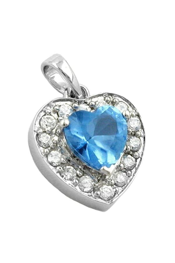 Pendant Heart Blue Zirconia Crystal Silver 925 - GL92493