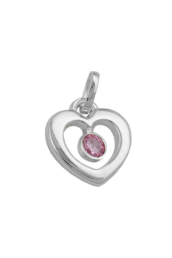 Pendant 17x16mm Heart With Zirconia Pink Silver 925 - GL92340