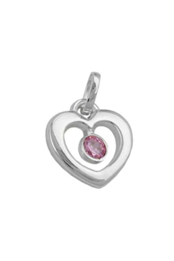 Pendant 17x16mm Heart With Zirconia Pink Silver 925 - GL92340