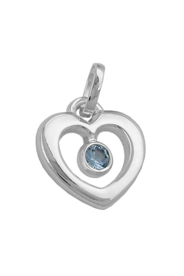 Pendant 17x16mm Heart Synthetic Blue Topaz Shiny Silver 925 - GL92338