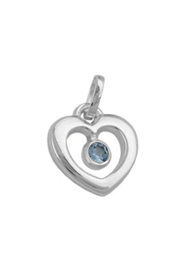 Pendant 17x16mm Heart Synthetic Blue Topaz Shiny Silver 925 - GL92338