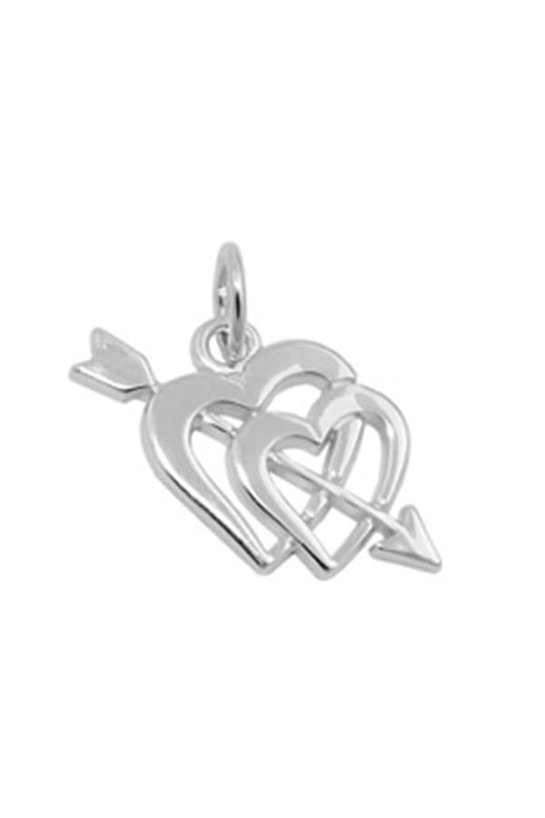 Pendant 23x12mm Double Heart With Cupid Arrow Silver 925 - GL92335