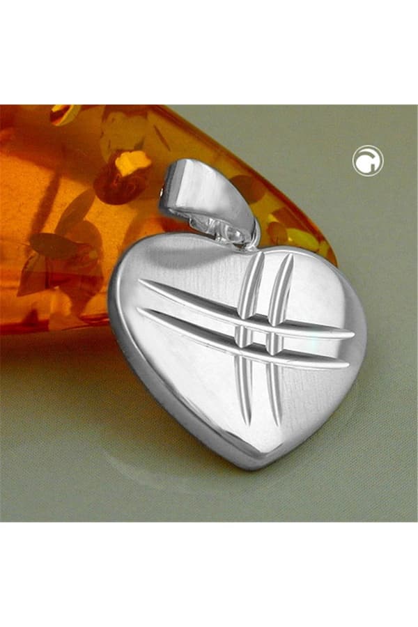 Pendant Heart Shiny - Matt Silver 925 - GL91275