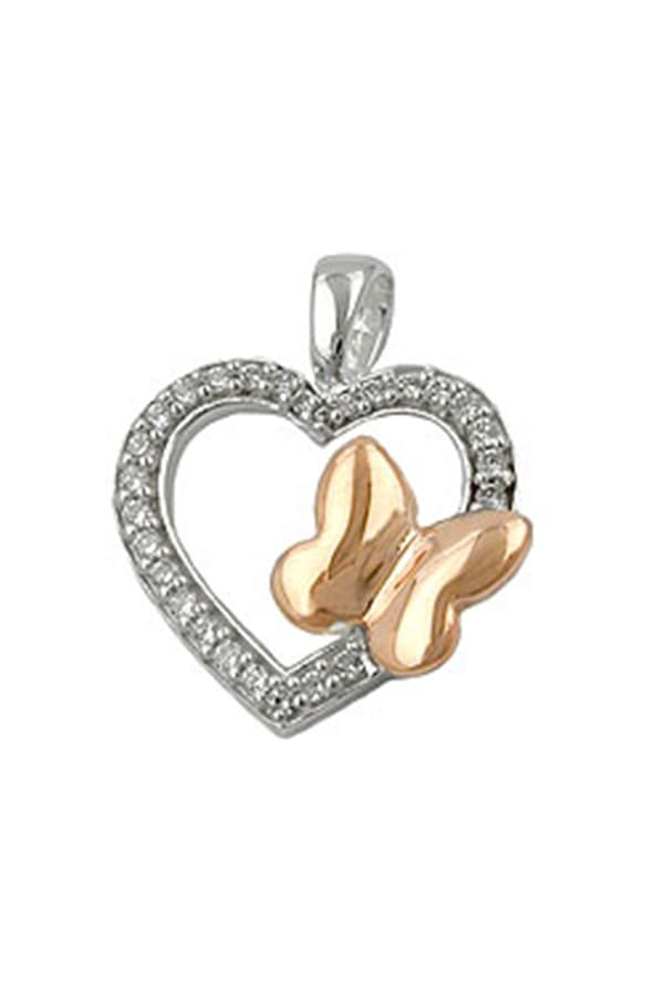 Pendant Heart With Zirconia And Butterfly Silver 925 - GL91153