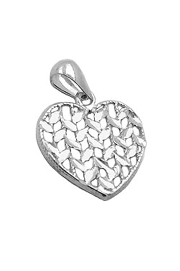 Pendant 15x15mm Heart Shiny Diamond Cut Silver 925 - GL90967