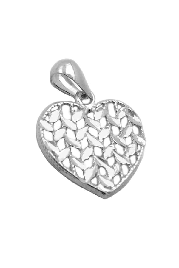 Pendant 15x15mm Heart Shiny Diamond Cut Silver 925 - GL90967